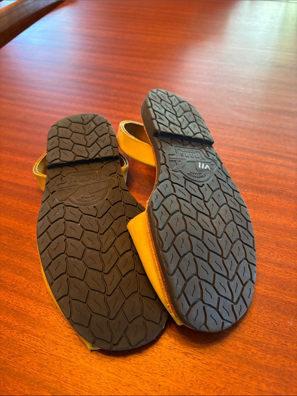 PONS Leather Avarca Sandals in Mustard Yellow - Picture 6 of 7